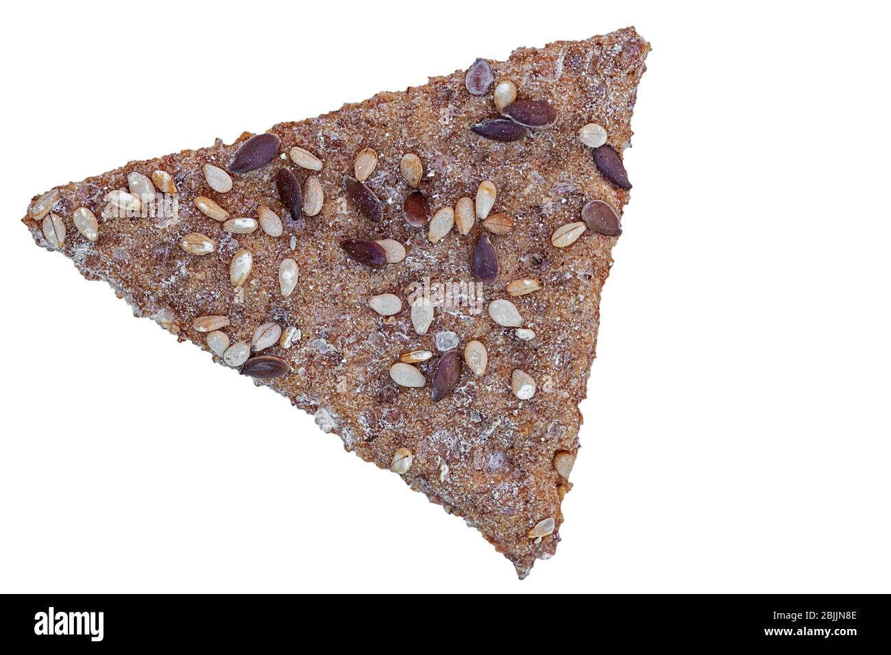 primo piano di una pace di pane croccante tagliato in un triangolo Foto Stock
