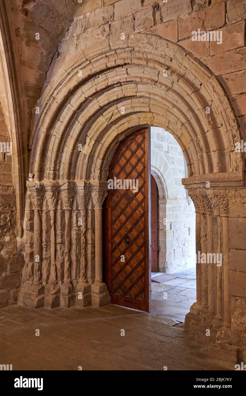Atrio dell'Abate Copons, Monastero di Santa Maria de Poblet, provincia di Tarragona, Catalogna, Spagna, Europa Foto Stock