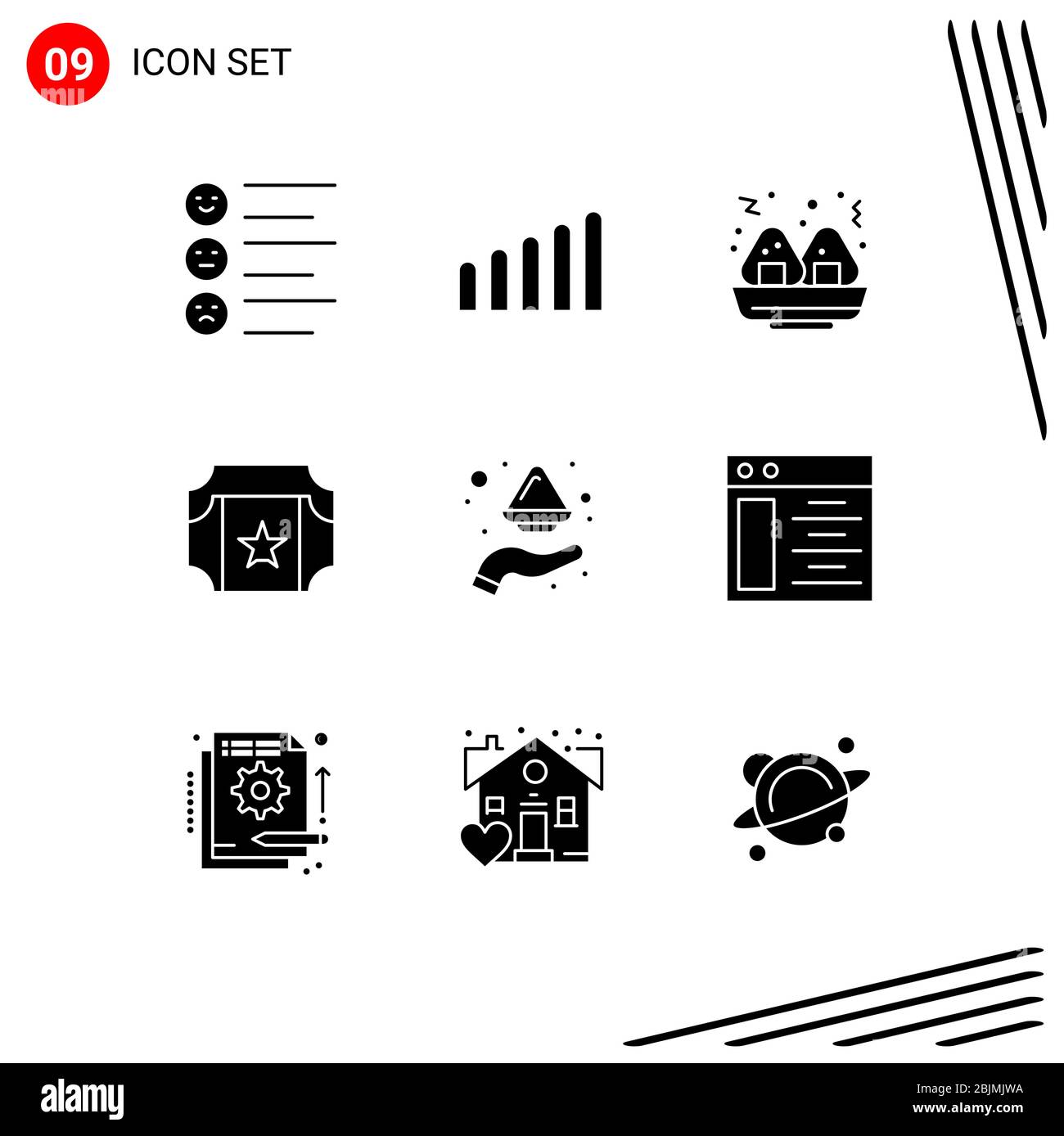 Solid Glyph Pack di 9 simboli universali di pagina web, polvere, cinema, india, colore elementi di disegno vettoriale editabili Illustrazione Vettoriale