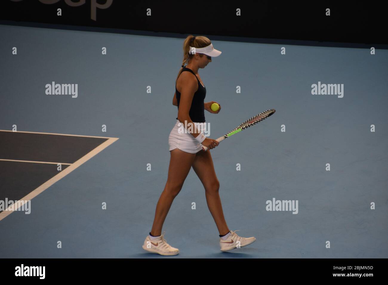 Katie Boulter di Gran Bretagna alla Copper Box Arena di Londra il 20 aprile 2019 per la COPPA DI tennis FEMMINILE (Team GB) Foto Stock