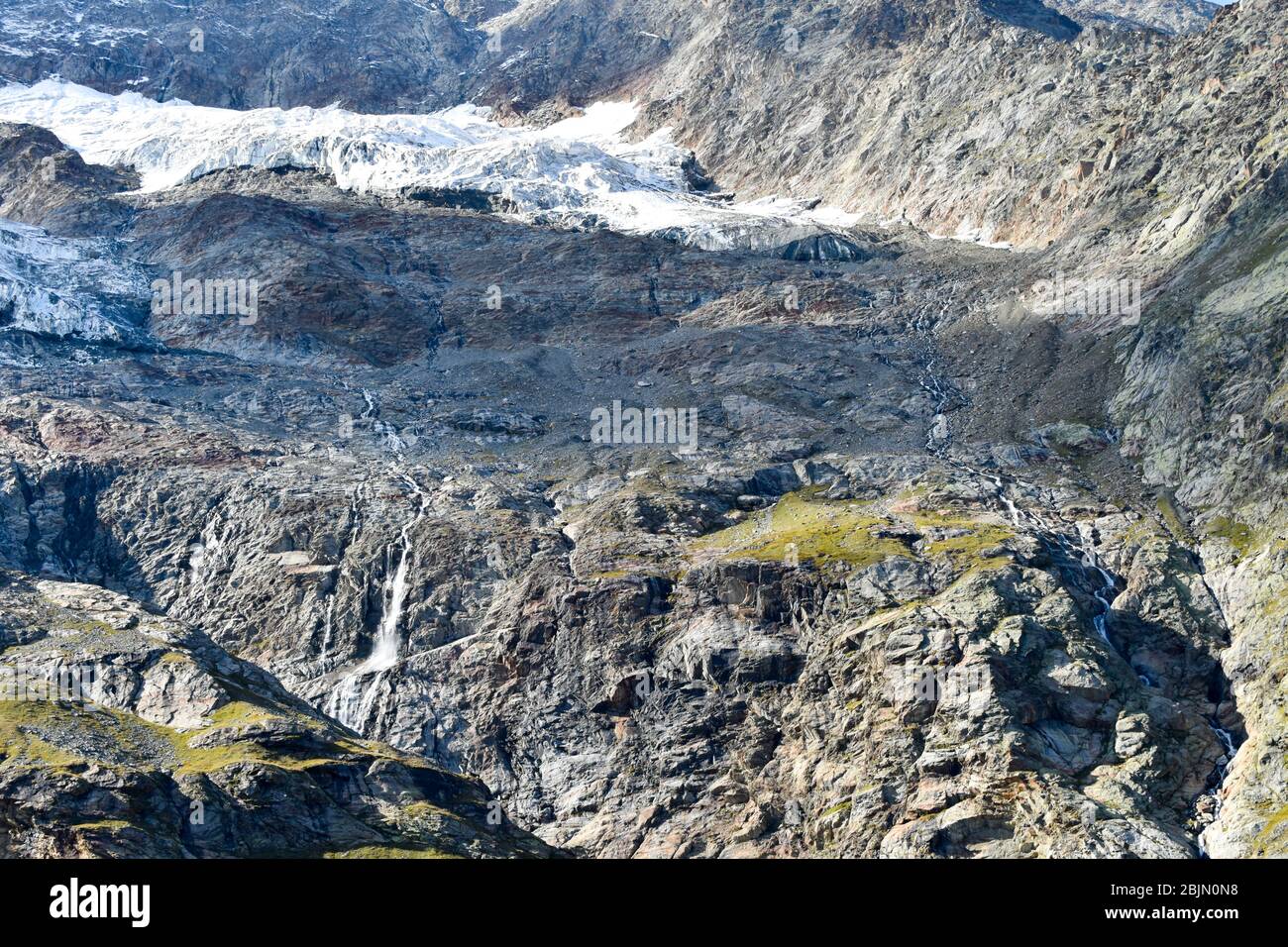 Fusione intensa del ghiacciaio dovuta al riscaldamento globale. Foto Stock