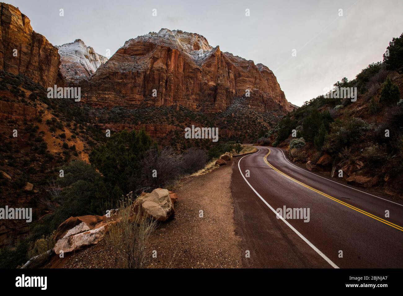 Attraversa il paesaggio rurale, il Parco nazionale di Zion, Utah, USA Foto Stock