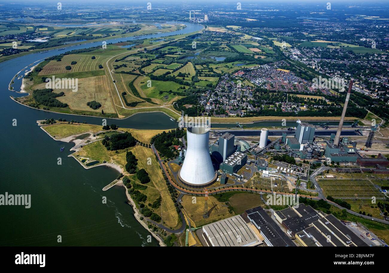 , centrale elettrica di Duisburg-Walsum, 19.06.2017, vista aerea, Germania, Renania settentrionale-Vestfalia, Area della Ruhr, Duisburg Foto Stock