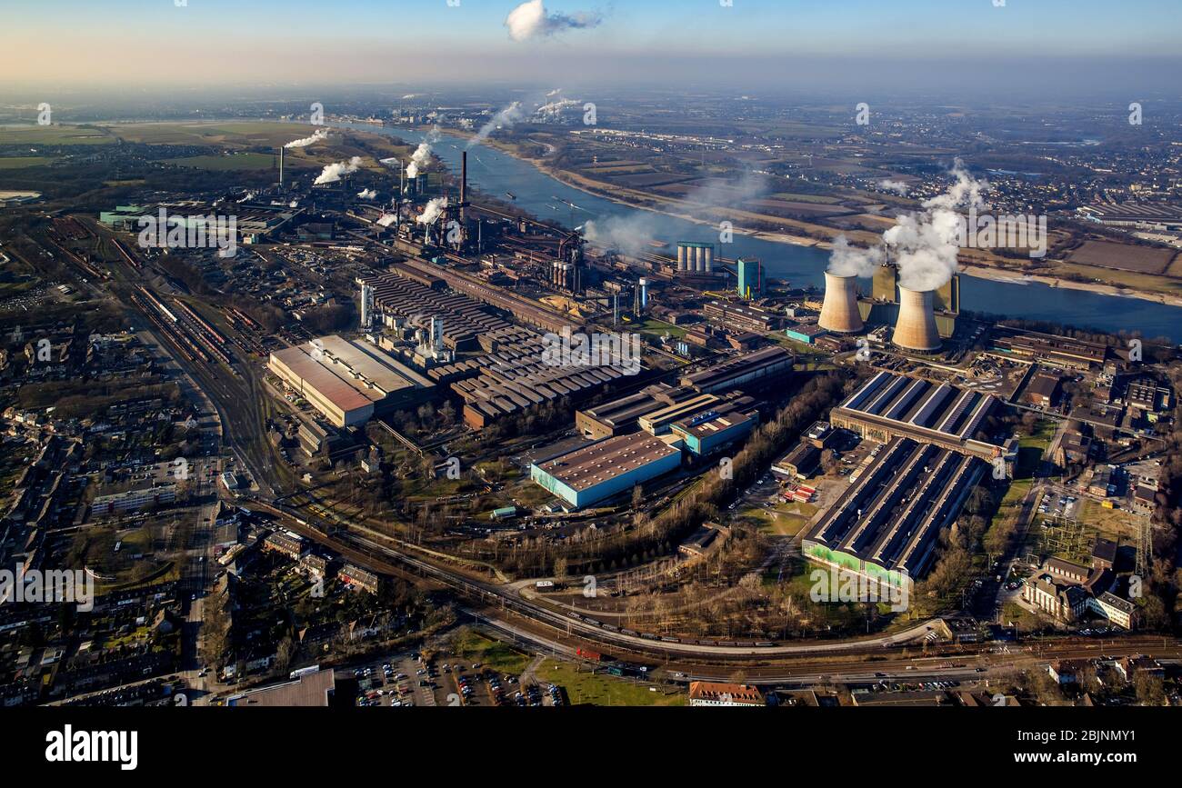 , acciaierie Huettenwerke Krupp Mannesmann GmbH a Duisburg, 26.01.2017, vista aerea, Germania, Renania settentrionale-Vestfalia, Ruhr Area, Duisburg Foto Stock