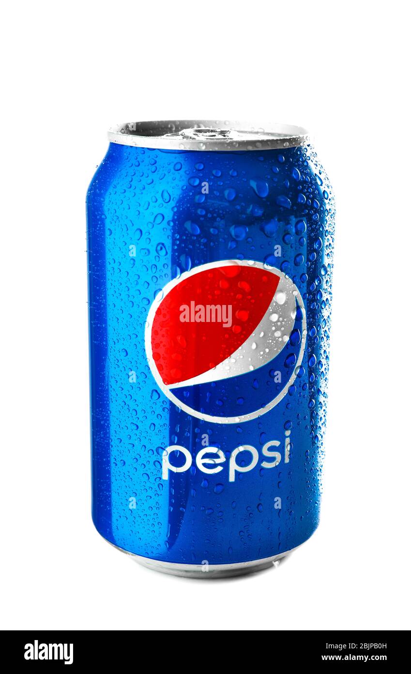 KYIV, UCRAINA - 18 SETTEMBRE 2017: CAN di Pepsi su sfondo bianco Foto Stock