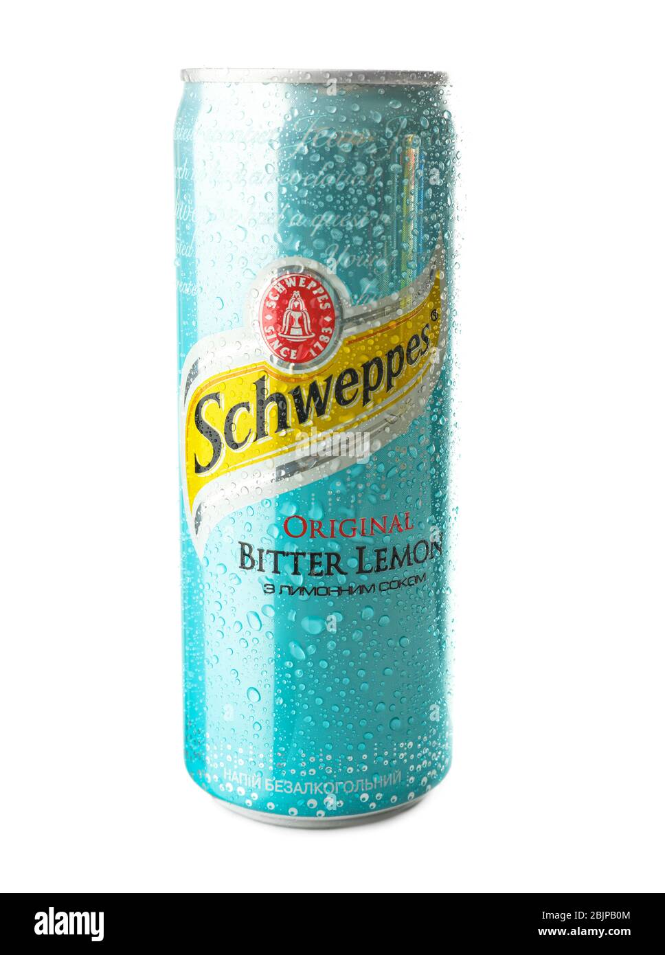 KIEV, UCRAINA - 18 SETTEMBRE 2017: CAN of Schweppes originale su sfondo bianco Foto Stock