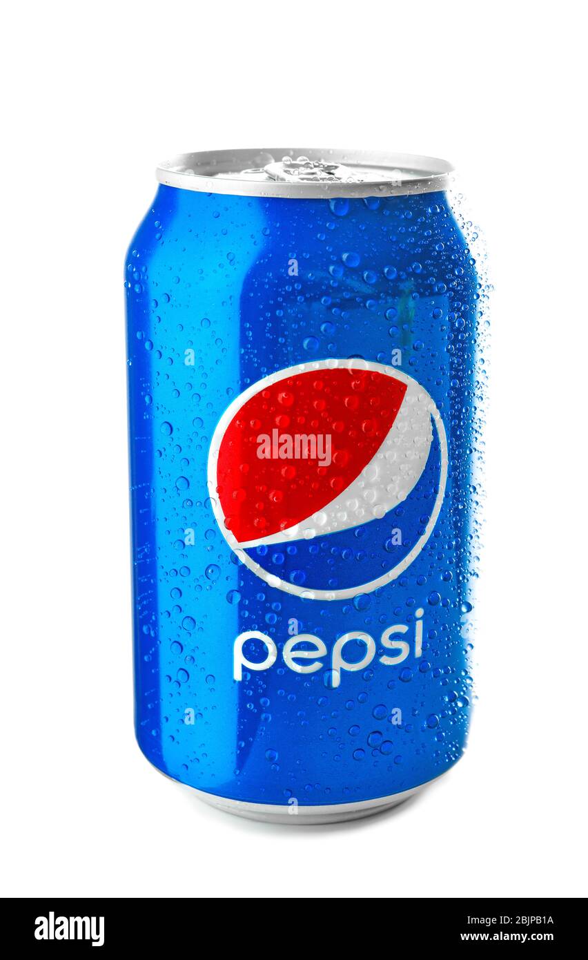 KYIV, UCRAINA - 18 SETTEMBRE 2017: CAN di Pepsi su sfondo bianco Foto Stock