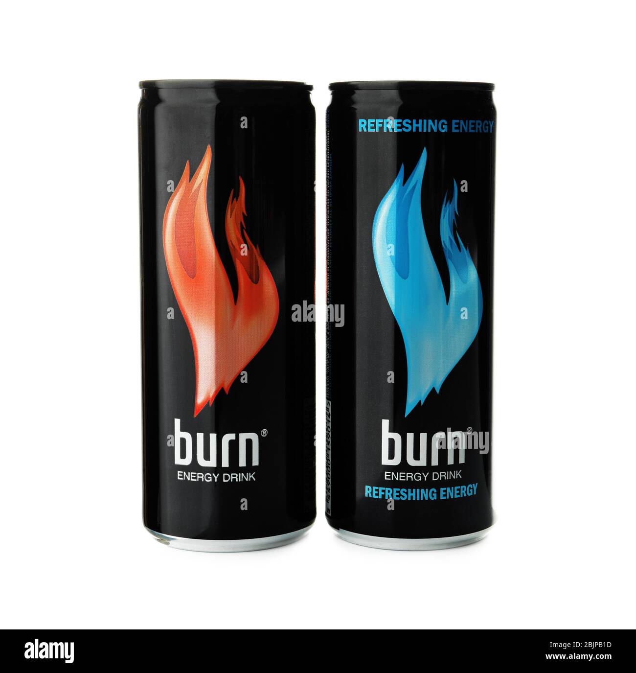 KIEV, UCRAINA - 18 SETTEMBRE 2017: Lattine di Burn su sfondo bianco Foto Stock