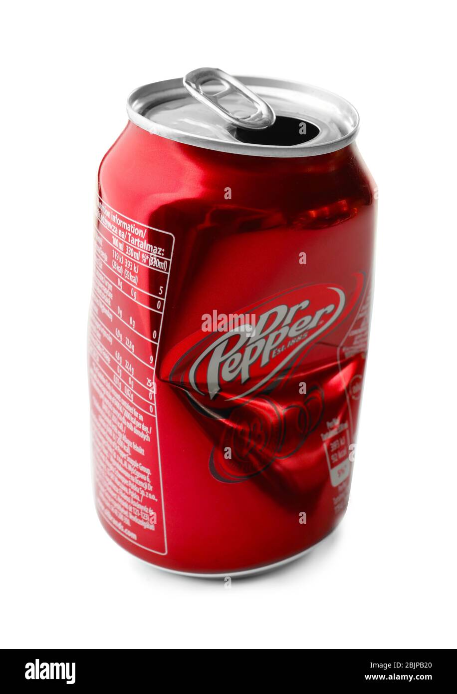 KIEV, UCRAINA - 18 SETTEMBRE 2017: Lattina usata del Dr Pepper su sfondo bianco Foto Stock