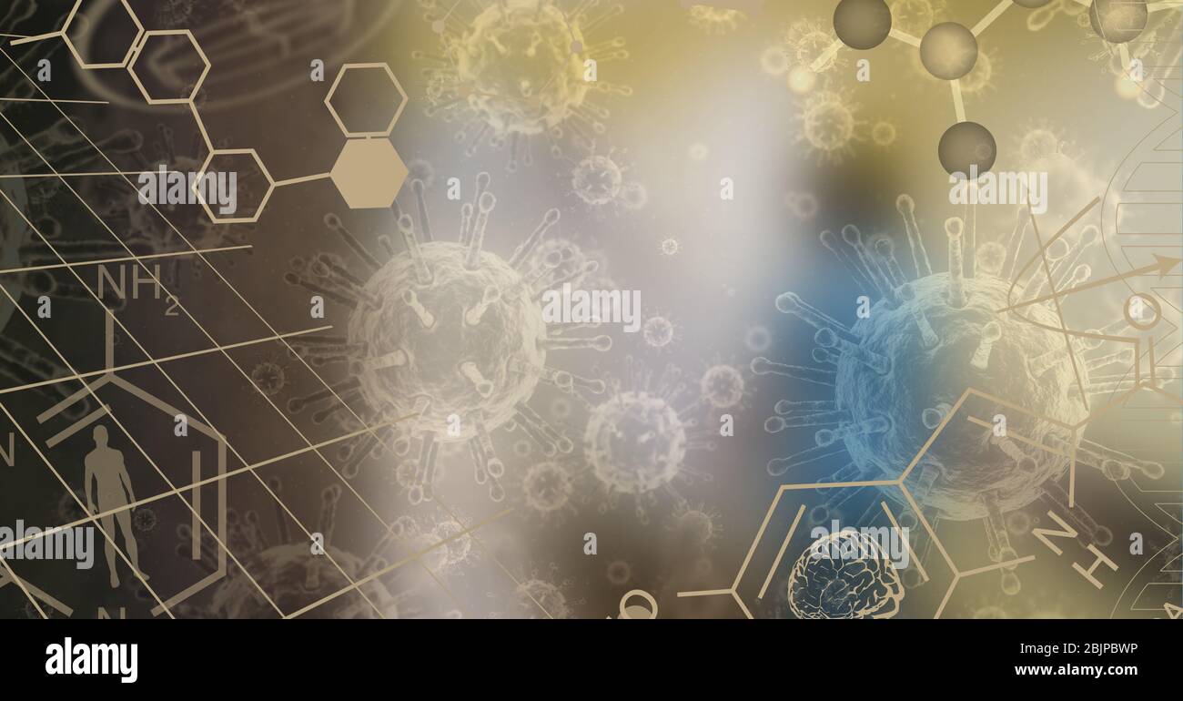 Illustrazione digitale di un elemento chimico e statistiche di elaborazione dati Foto Stock