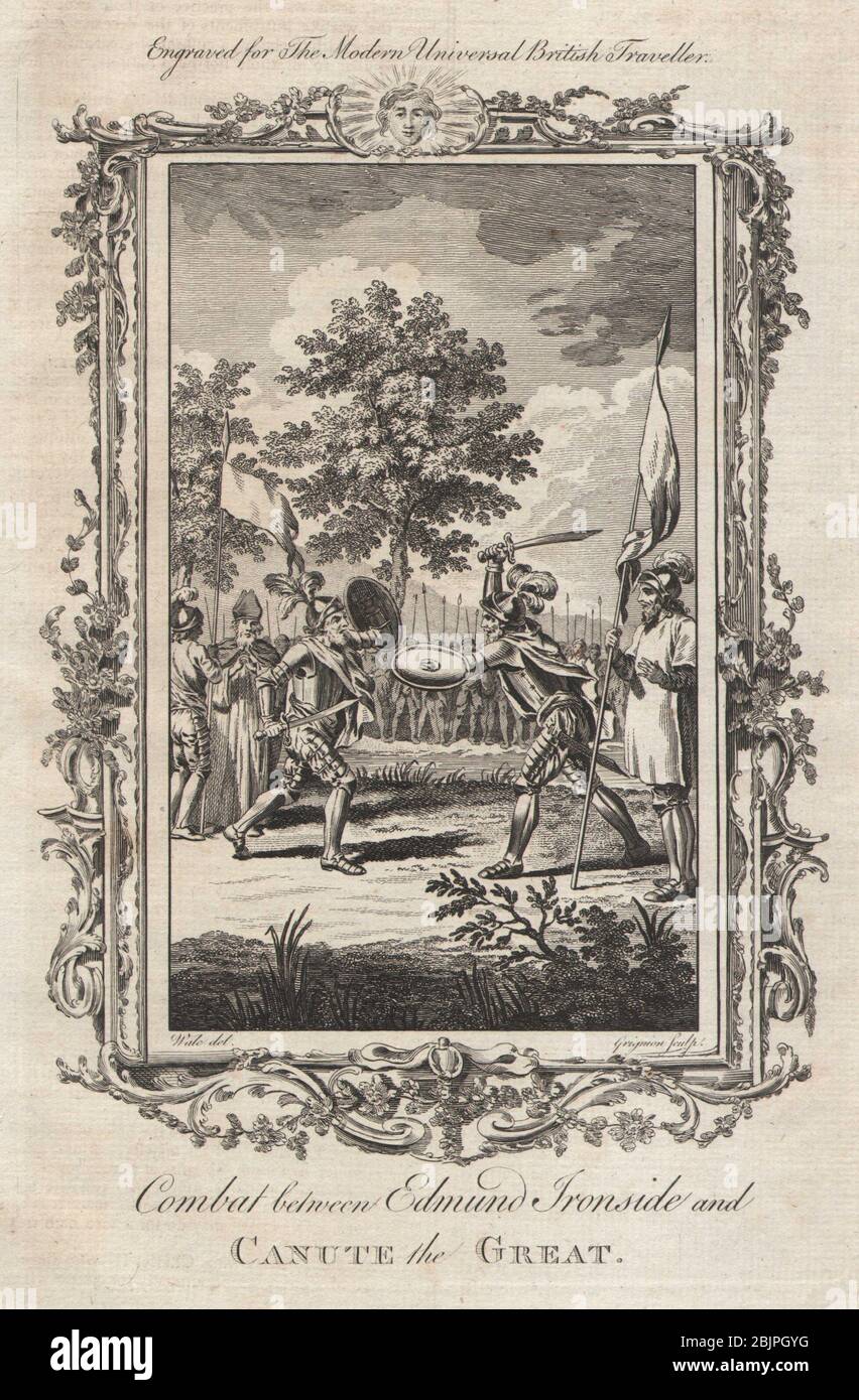 Combattimento tra Edmund Ironside e Canute the Great. 1016. CNUT. BURLINGTON 1779 Foto Stock