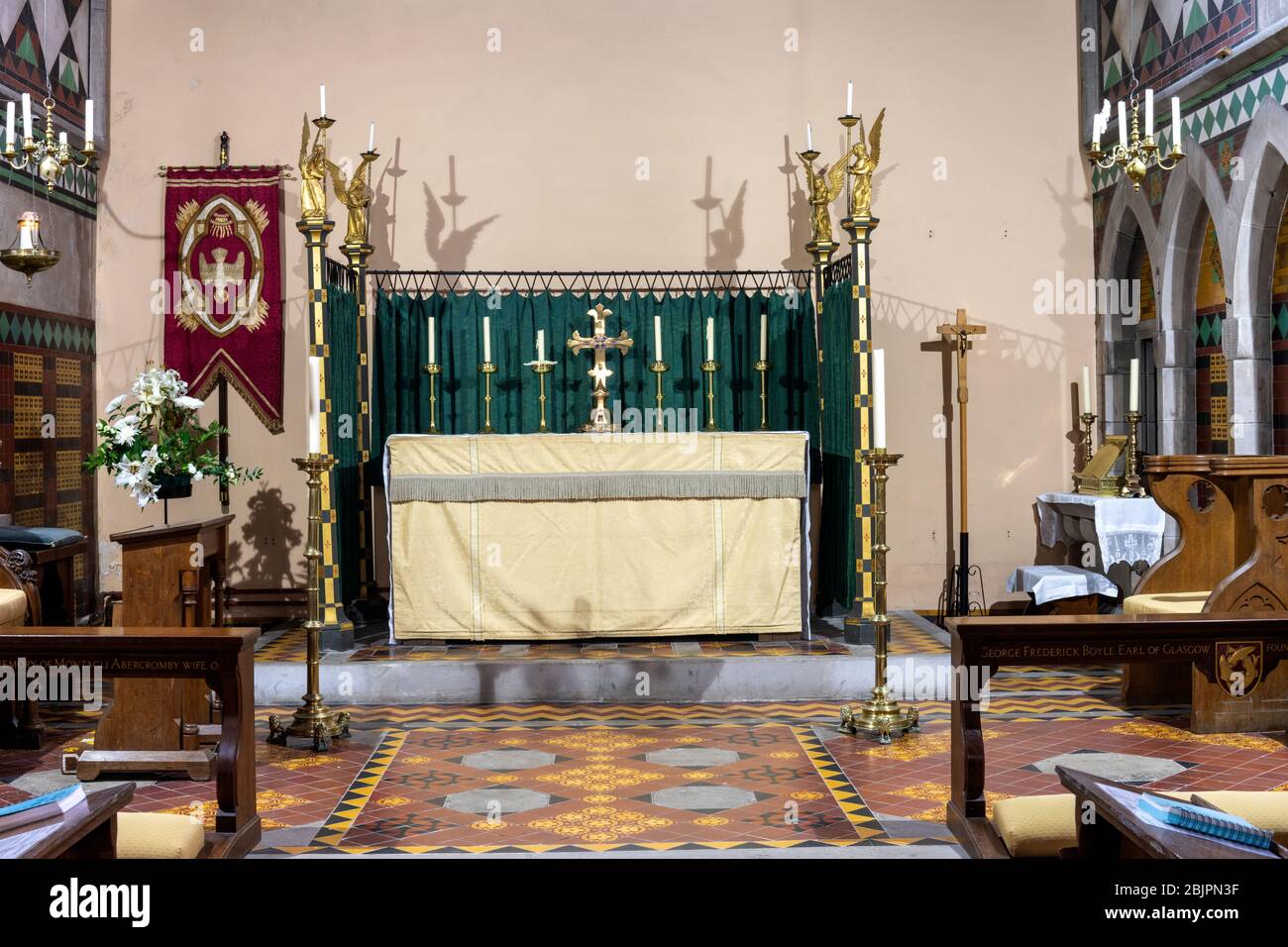 L'interno della Cattedrale delle Isole (Chiesa episcopale scozzese) - la più piccola cattedrale della Gran Bretagna - Millport, Isola di Cumbrae, Ayrshire, Scozia, Foto Stock