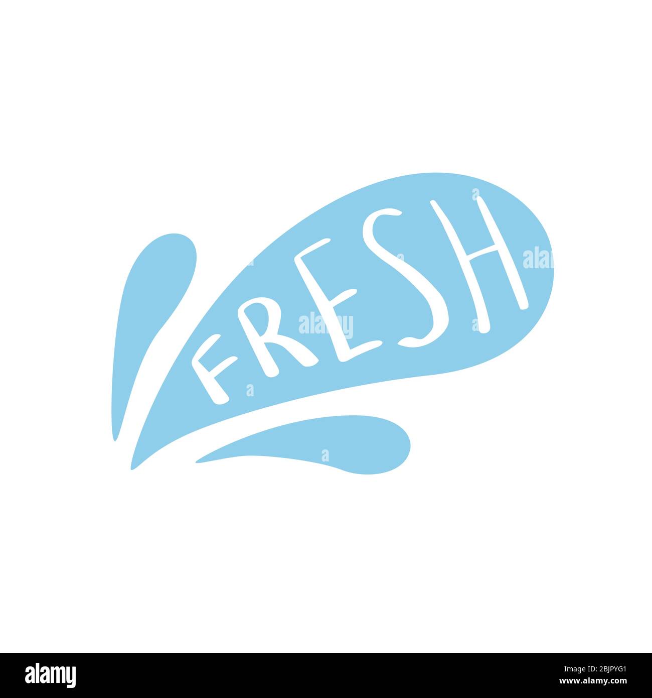 Icona fresca sotto forma di goccia. Spruzzi d'acqua. Illustrazione Vettoriale