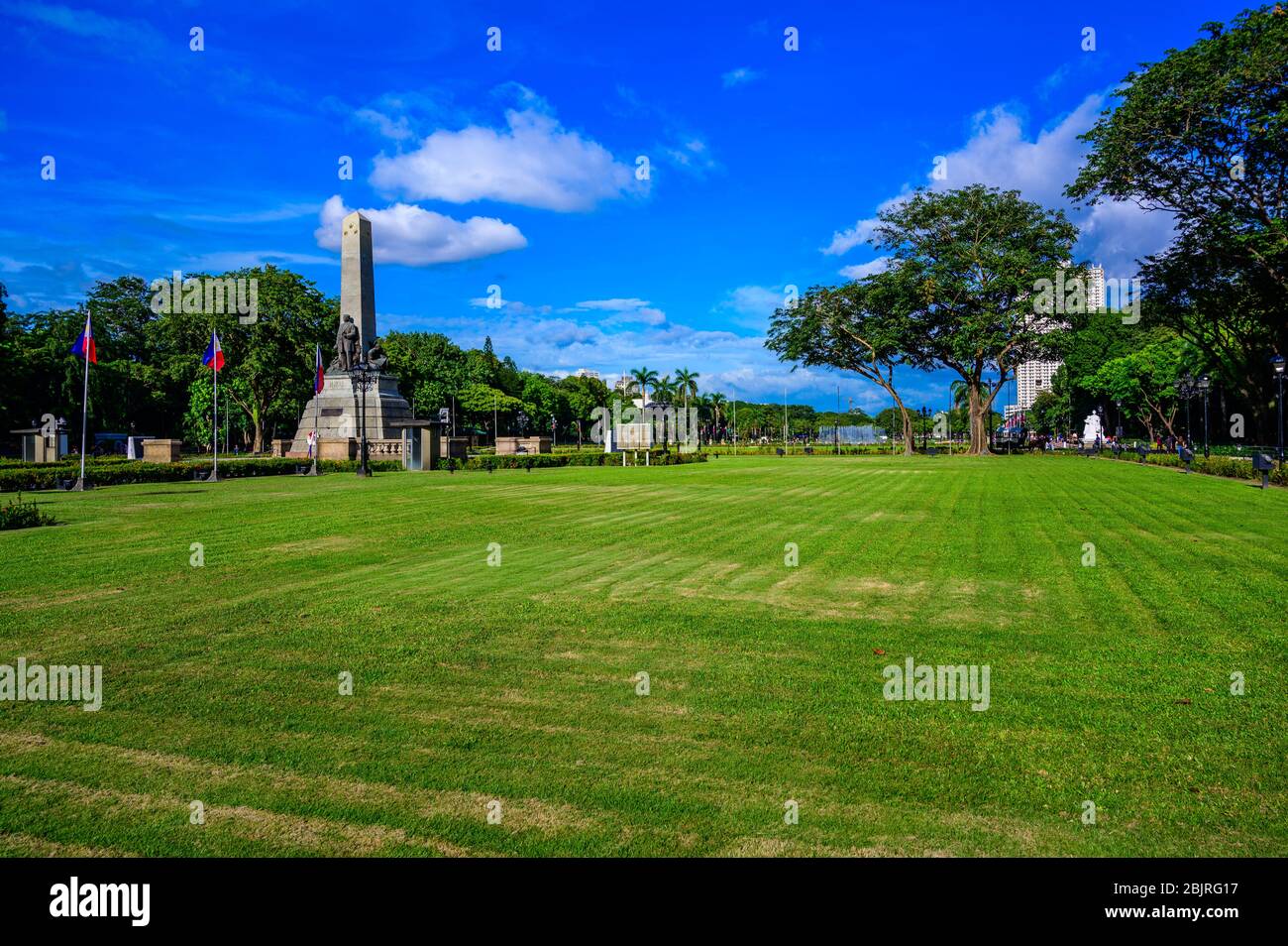 Monumento in memoria di Jose Rizal nel parco Rizal a Metro Manila, Filippine Foto Stock