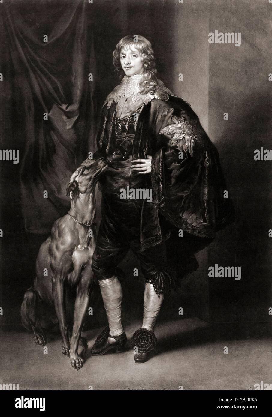 James Stewart, 1° duca di Richmond, 4° duca di Lennox, 1612 - 1655. Da una stampa di Richard Earlom, dopo un dipinto di Anthony van Dyck. Foto Stock