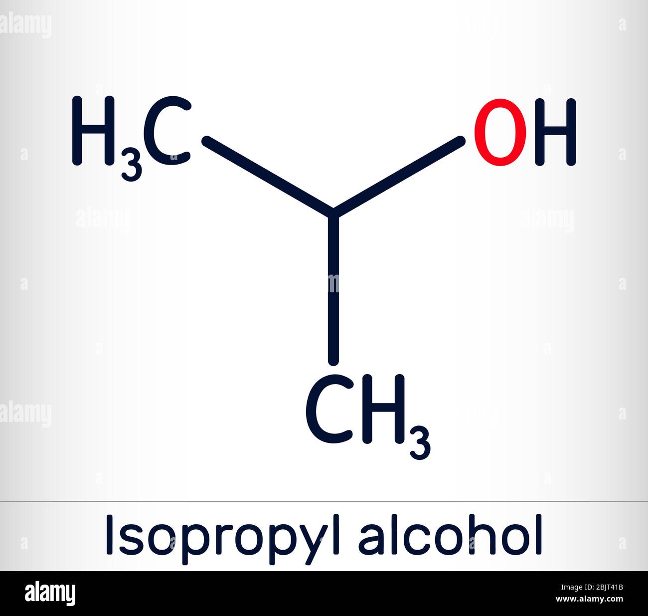 Alcool isopropilico, 2-propanolo, isopropanolo, molecola C3H8O. È un  isomero dell'alcol propilico, utilizzato come antisettico nei disinfettanti  e nei detergenti. Scheletrico Foto stock - Alamy