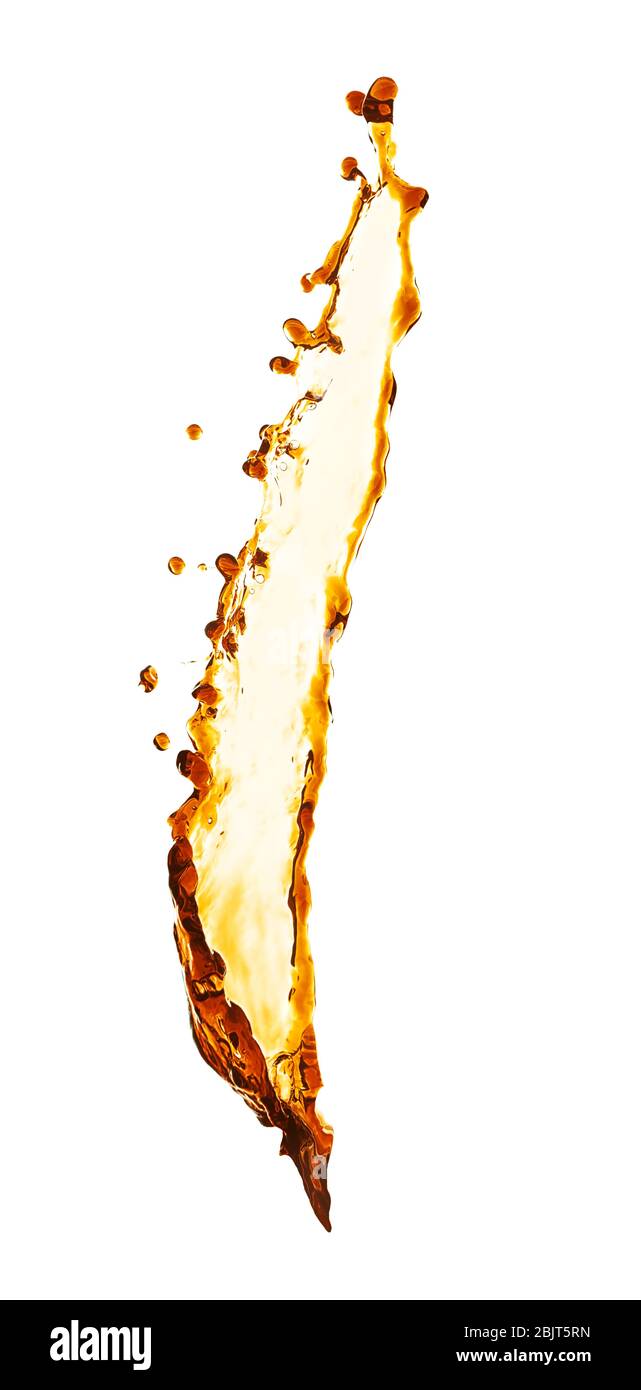 Cola splash su sfondo bianco Foto Stock