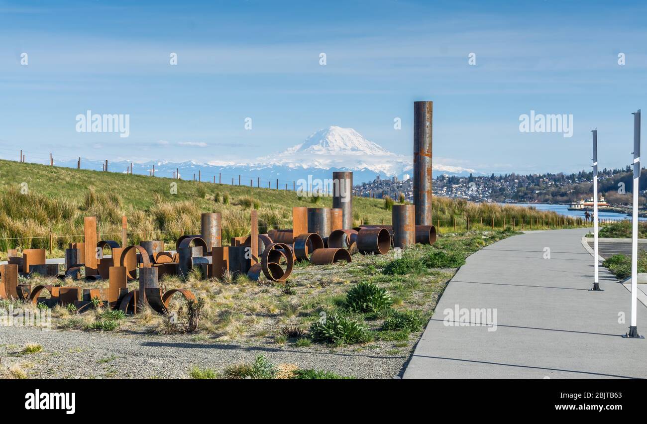 Lavorazione del metallo al Dune Peninsula Park di Ruston, Washington. Foto Stock