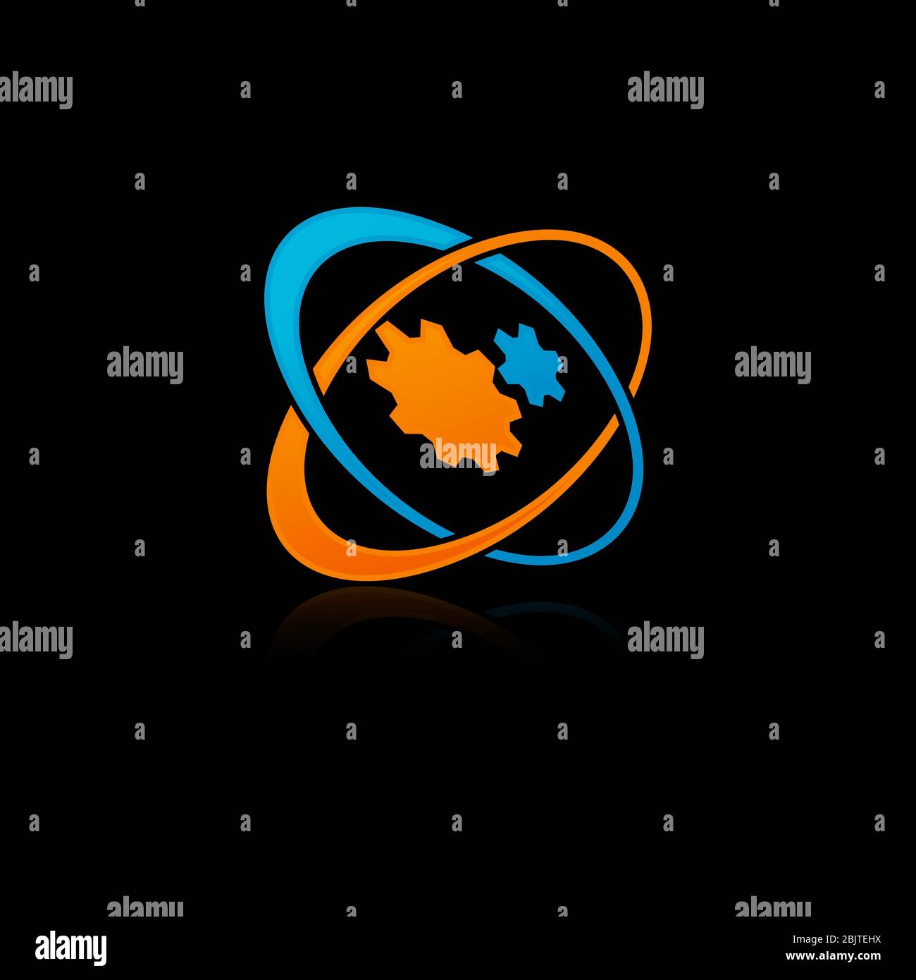 Elemento di design del logo dell'icona di Gear Planet Illustrazione Vettoriale