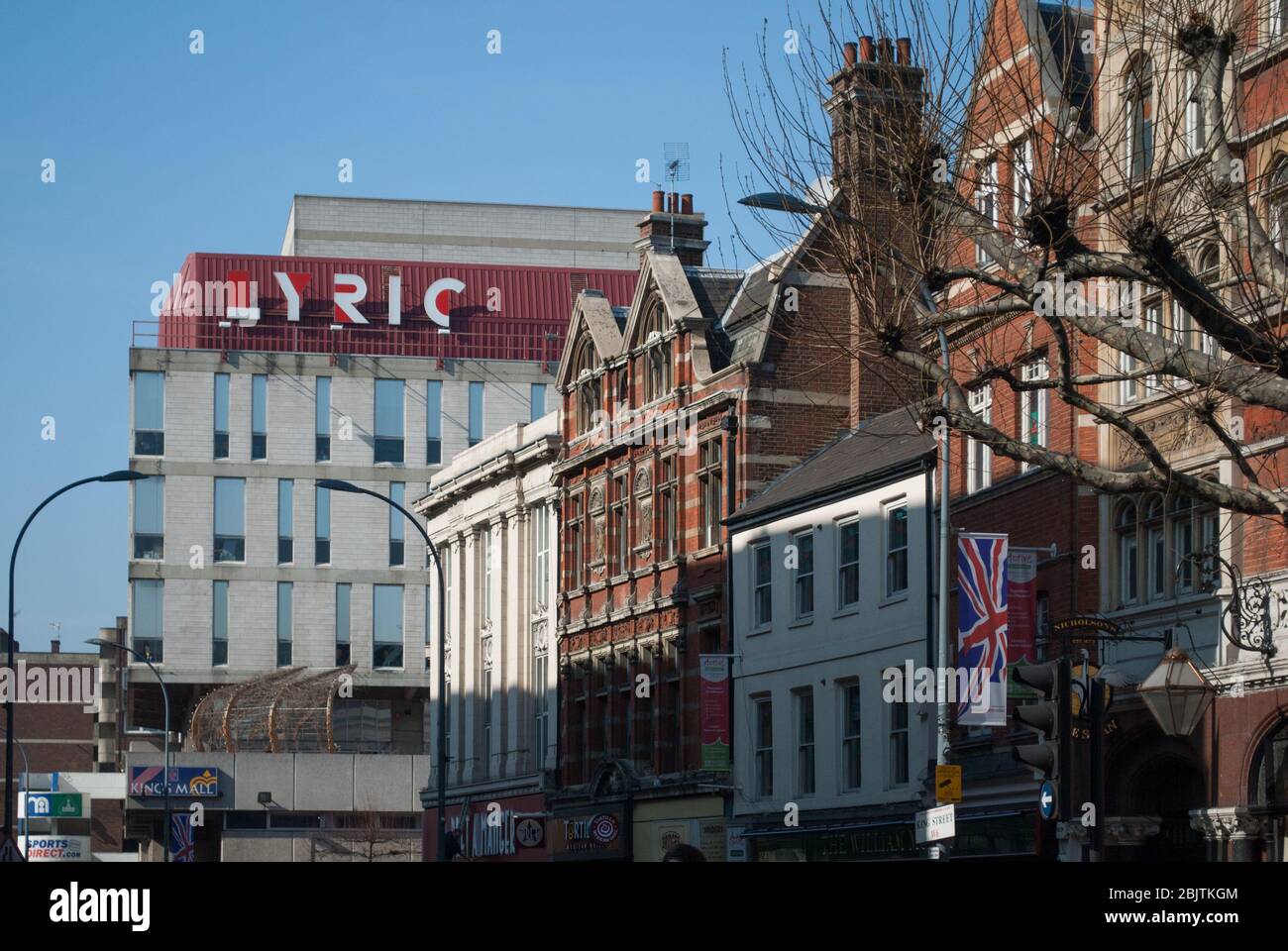 Architettura degli anni '70 High Street 1 Lyric Theatre Square, King Street, Hammersmith, Lyric W6 di Rick Mather Architects Council Borough Architects Foto Stock