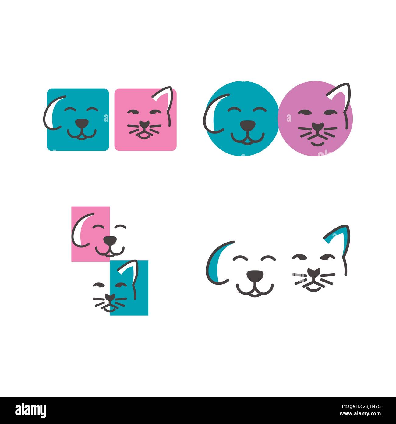 cat line profilo monoline logo hipster retro vintage etichetta vettoriale icona Illustrazione Vettoriale