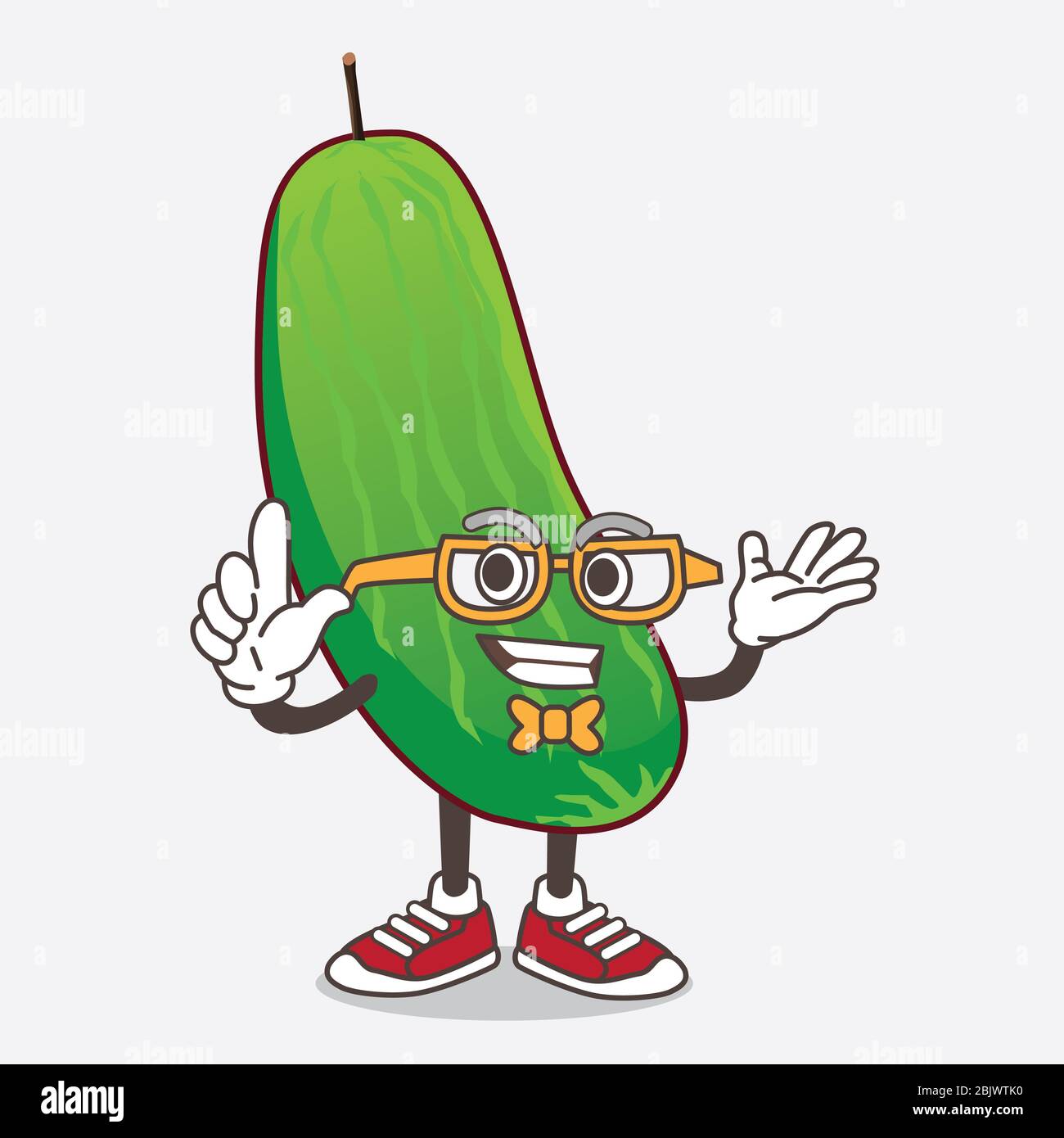 Un'illustrazione del personaggio della mascotte del fumetto di cetriolo in stile geek Foto Stock