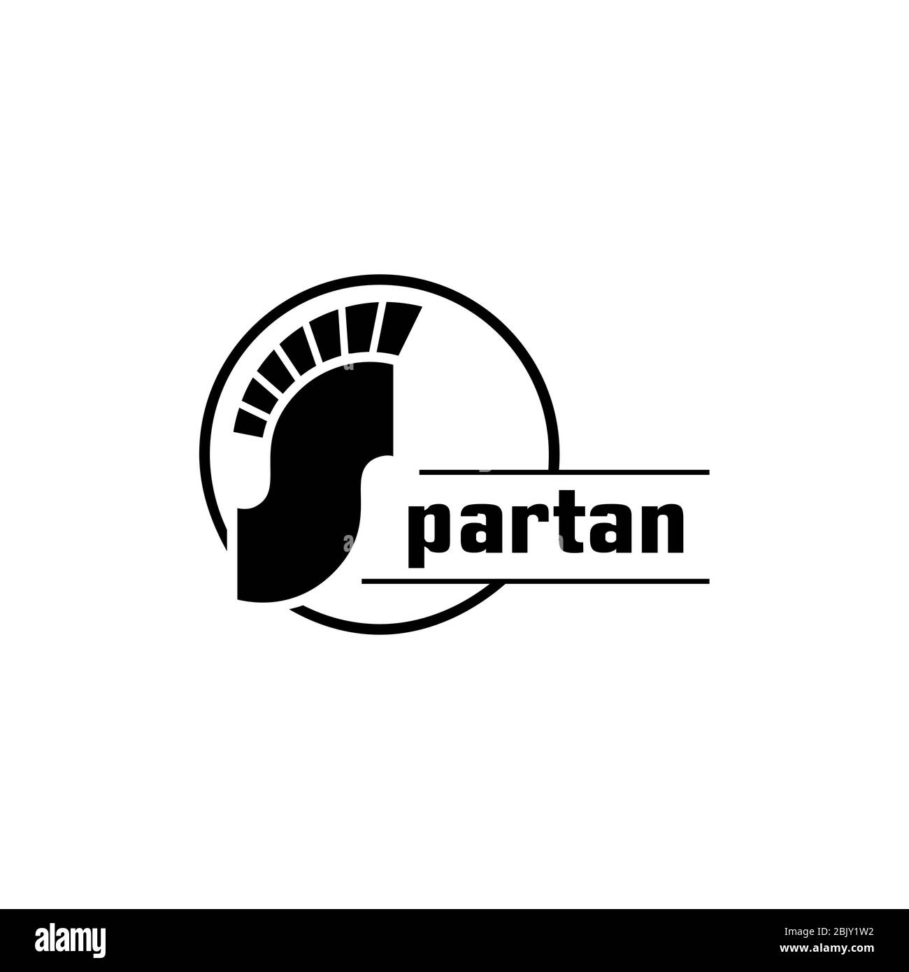 Modello concettuale di design del logo grafico della lettera iniziale S, vettore di logo spartano, isolato su sfondo bianco. Illustrazione Vettoriale