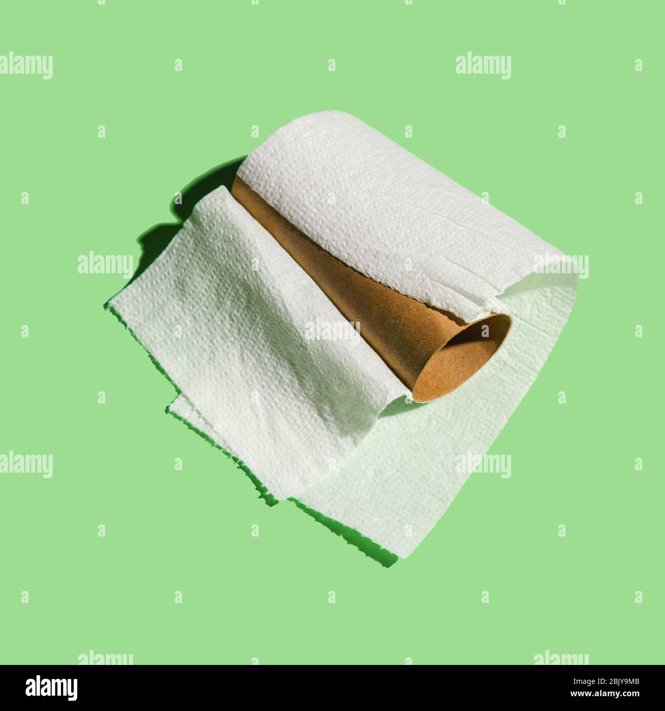 Rotolo di carta igienica su backgroundÂ verde Foto Stock