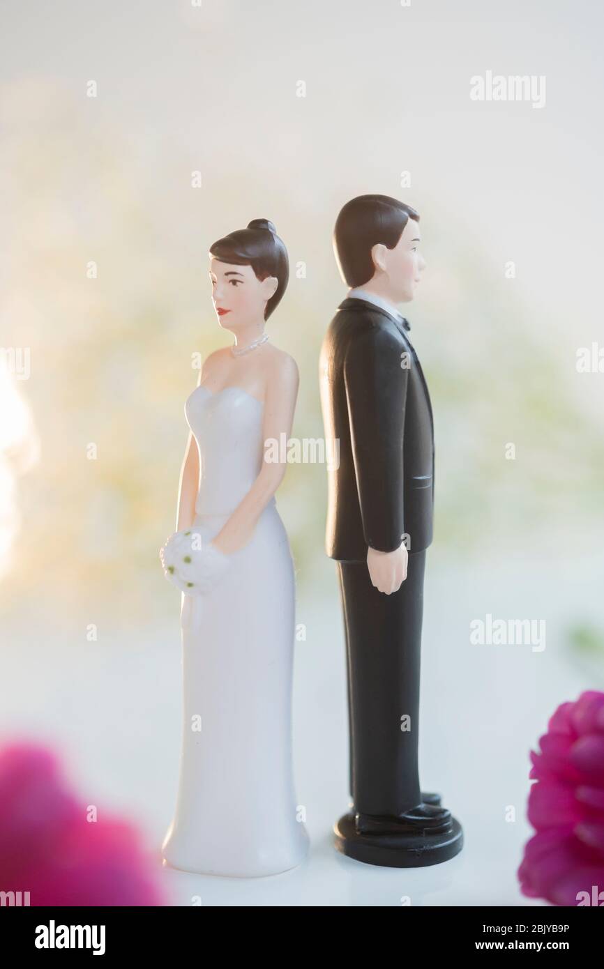 Coprimaterasso per torte Bride e Gromon rivolto lontano da ogni otherÂ Foto Stock