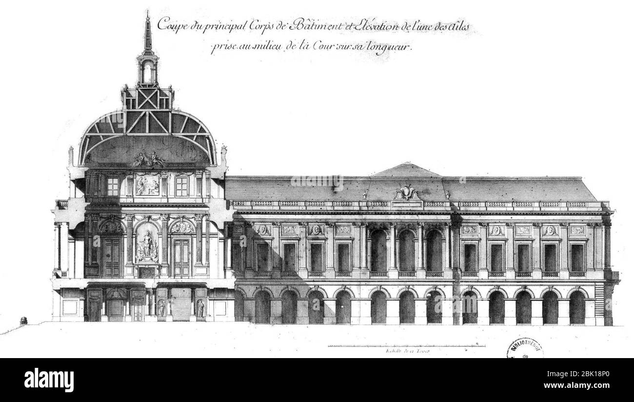 Hotel de ville coupé elevazione la gardertte et h Duran. Foto Stock