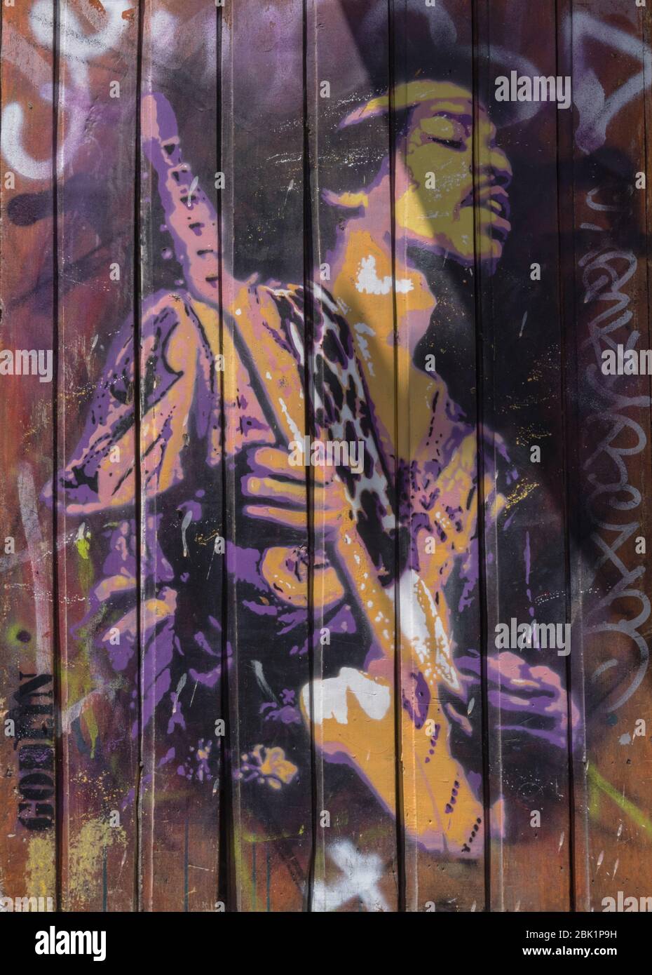 Graffiti, Street art nel centro storico di Valparaiso. Cile Foto Stock