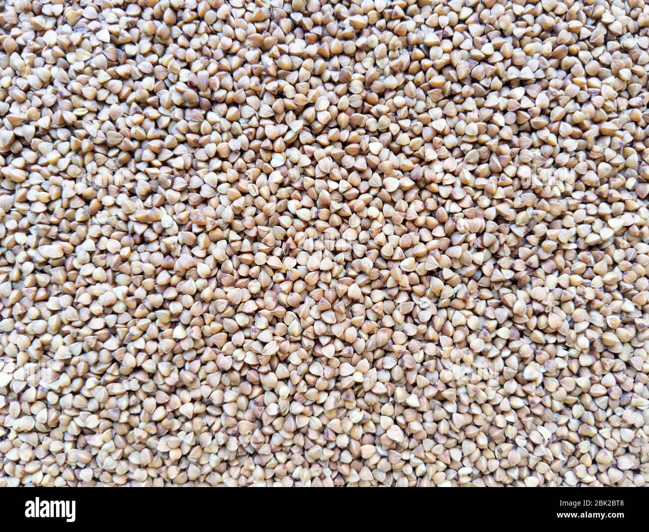 Sfondo di texture alimentare da grano saraceno marrone. Foto di scorta. Foto Stock