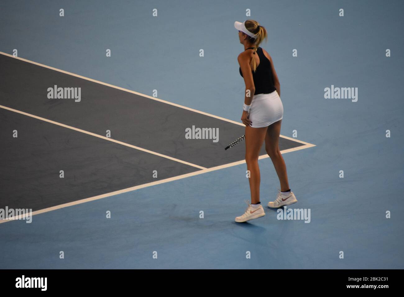 Katie Boulter di Gran Bretagna alla Copper Box Arena di Londra il 20 aprile 2019 per la COPPA DI tennis FEMMINILE (Team GB). Foto Stock