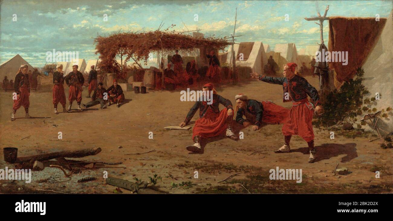 Winslow Homer - Pitching Quoits (1865). Foto Stock