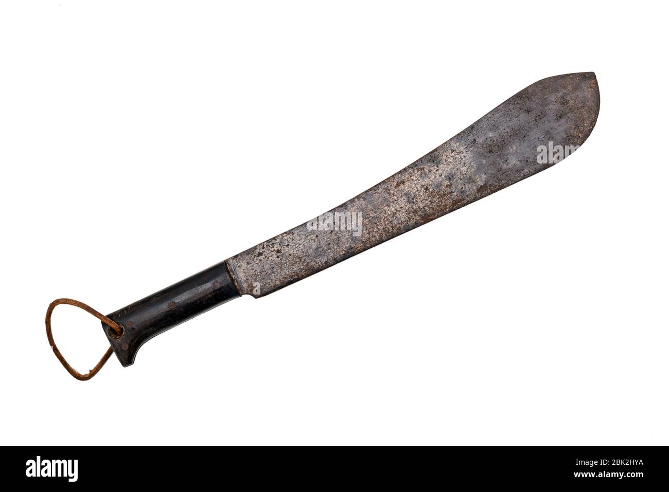 Antica guerra mondiale II machete fatto in usa su sfondo bianco Foto Stock