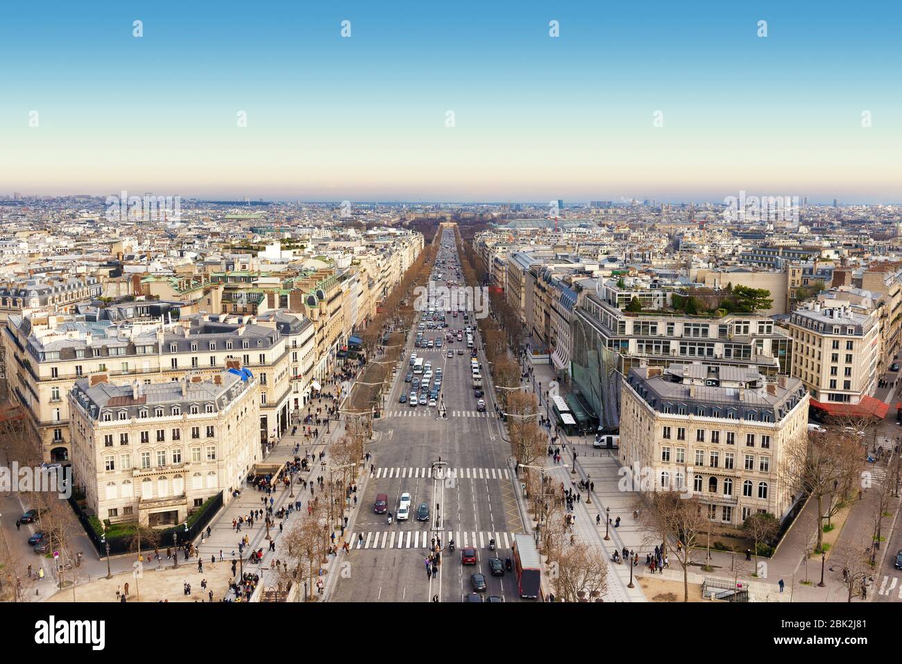 Veduta aerea del viale champs elysees, Parigi, Francia Foto Stock