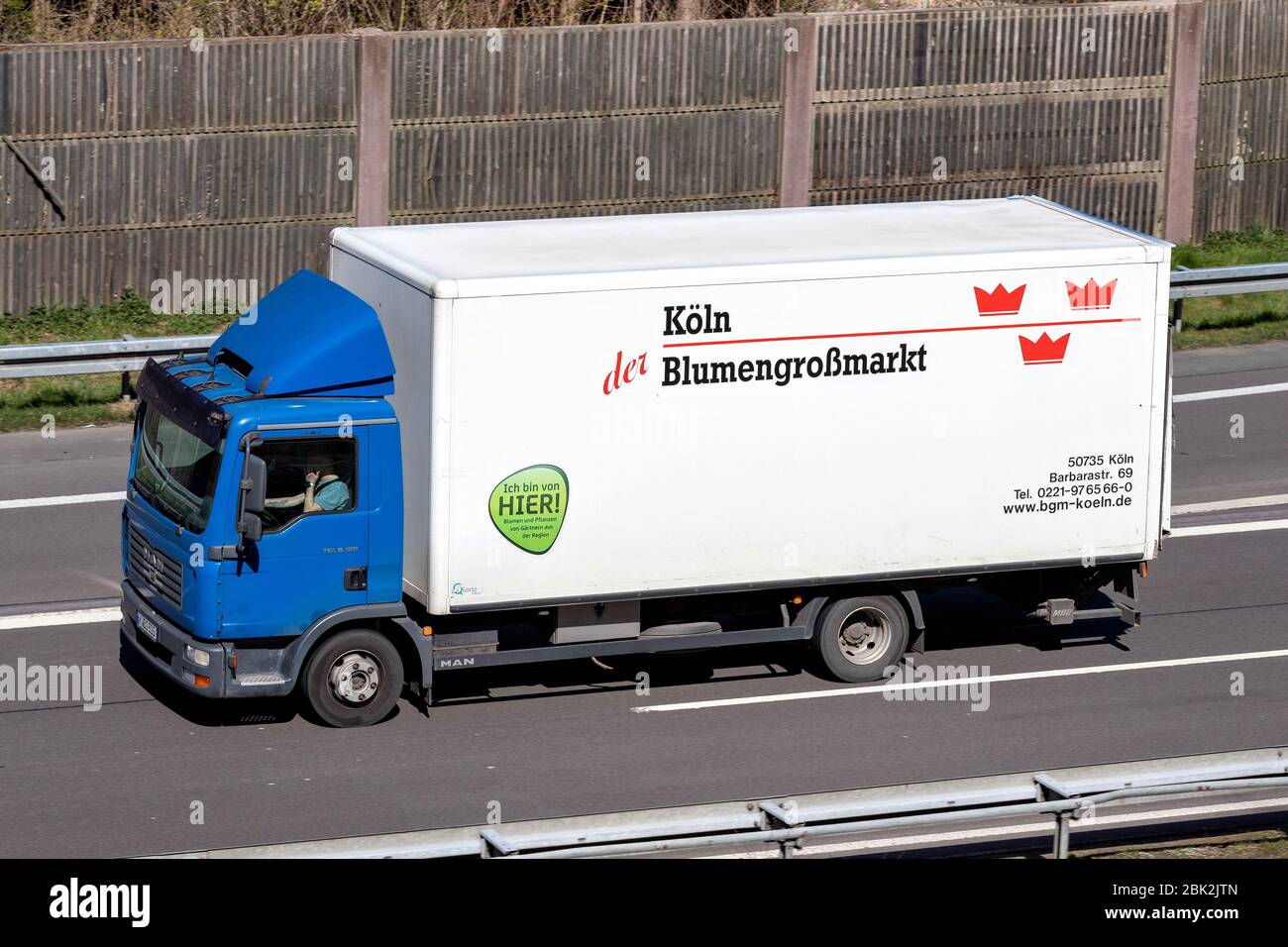 Blumengrossmarkt Köln MAN TGL camion in autostrada. Foto Stock