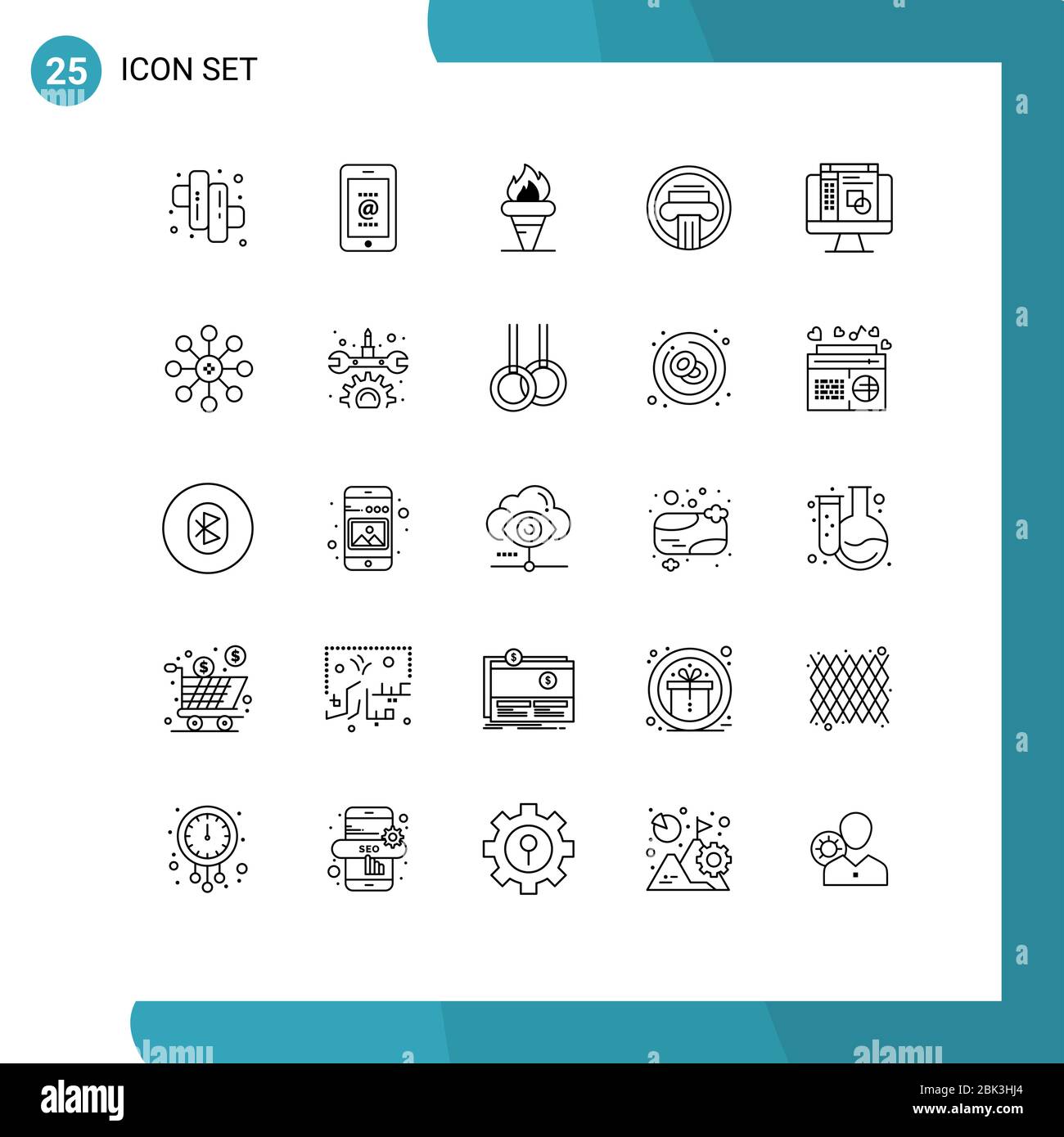 Set di 25 icone moderne dell'interfaccia utente simboli segni per la progettazione grafica, decorazione, giochi, costruzione, colonne elementi di progettazione vettoriale editabili Illustrazione Vettoriale