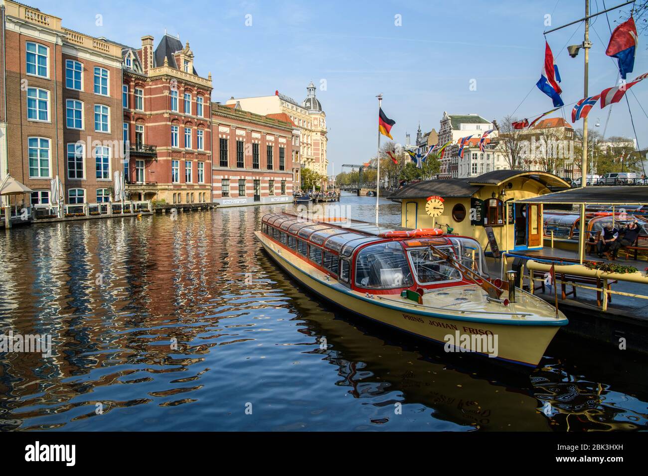 Riflessioni in Canal, Amsterdam, Olanda del Nord, Paesi Bassi Foto Stock