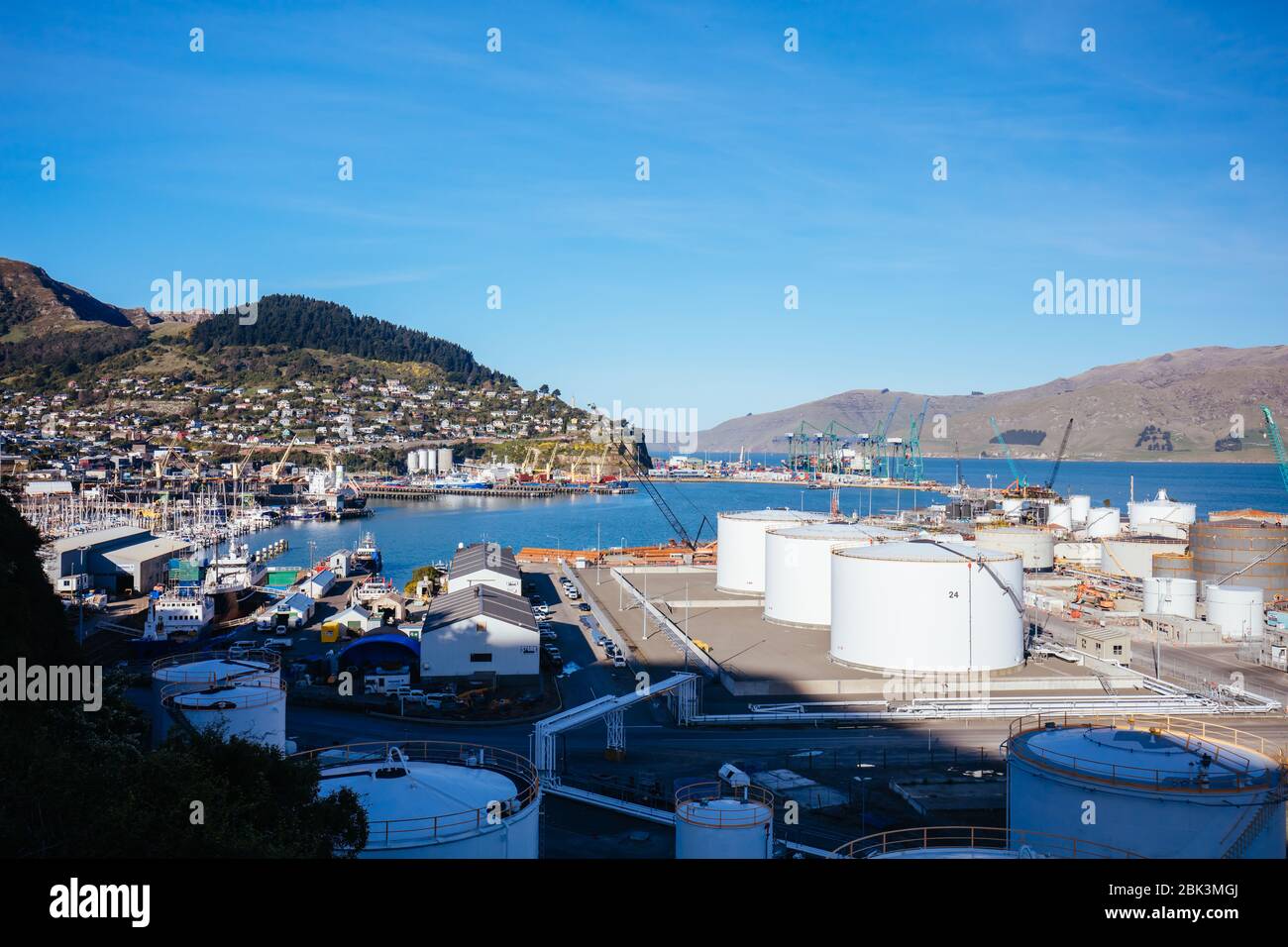 Porto di spedizione di Lyttleton in Nuova Zelanda Foto Stock