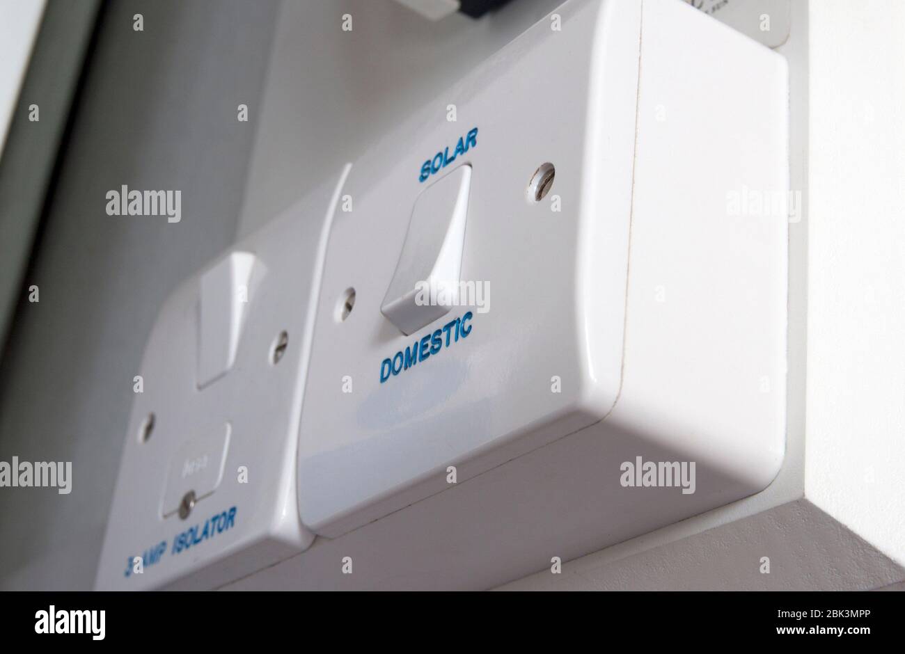 interruttore pannello solare e isolatore da 3 amp Foto Stock