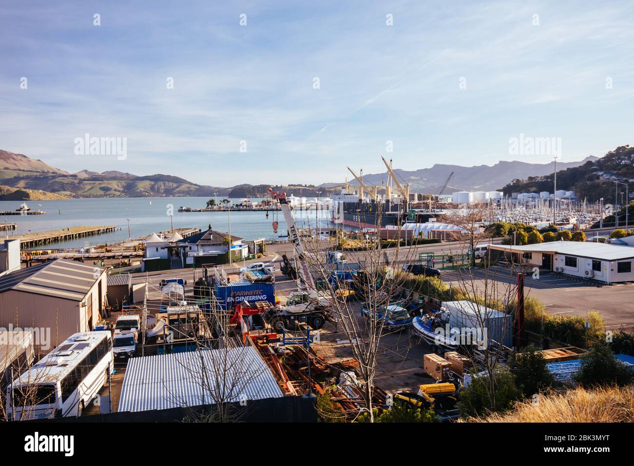 Porto di spedizione di Lyttleton in Nuova Zelanda Foto Stock
