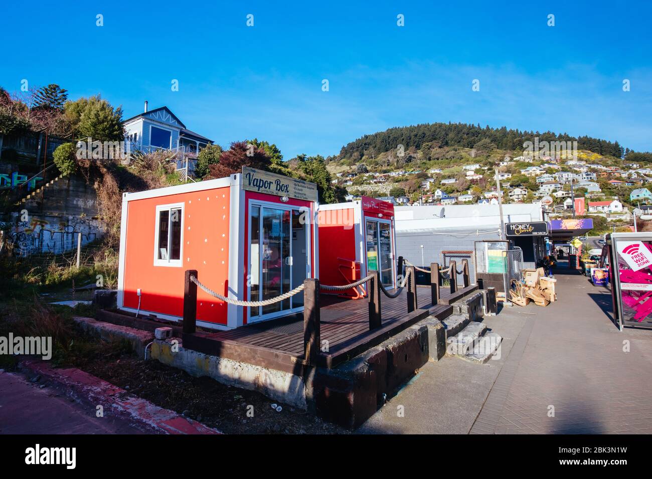 Città di Lyttleton in Nuova Zelanda Foto Stock