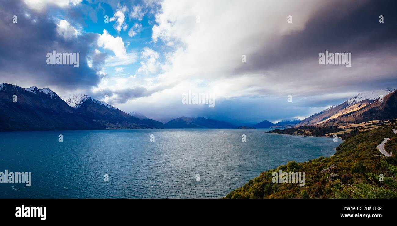 Lago Wakatipu vicino a Glenorchy in Nuova Zelanda Foto Stock