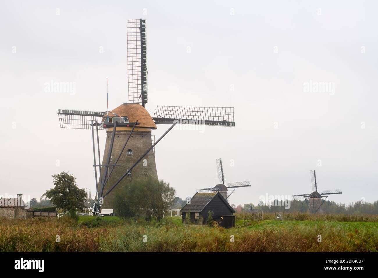 Sito patrimonio dell'umanità dell'UNESCO mulini a vento, Kinderdjik, Olanda del Nord, Paesi Bassi Foto Stock