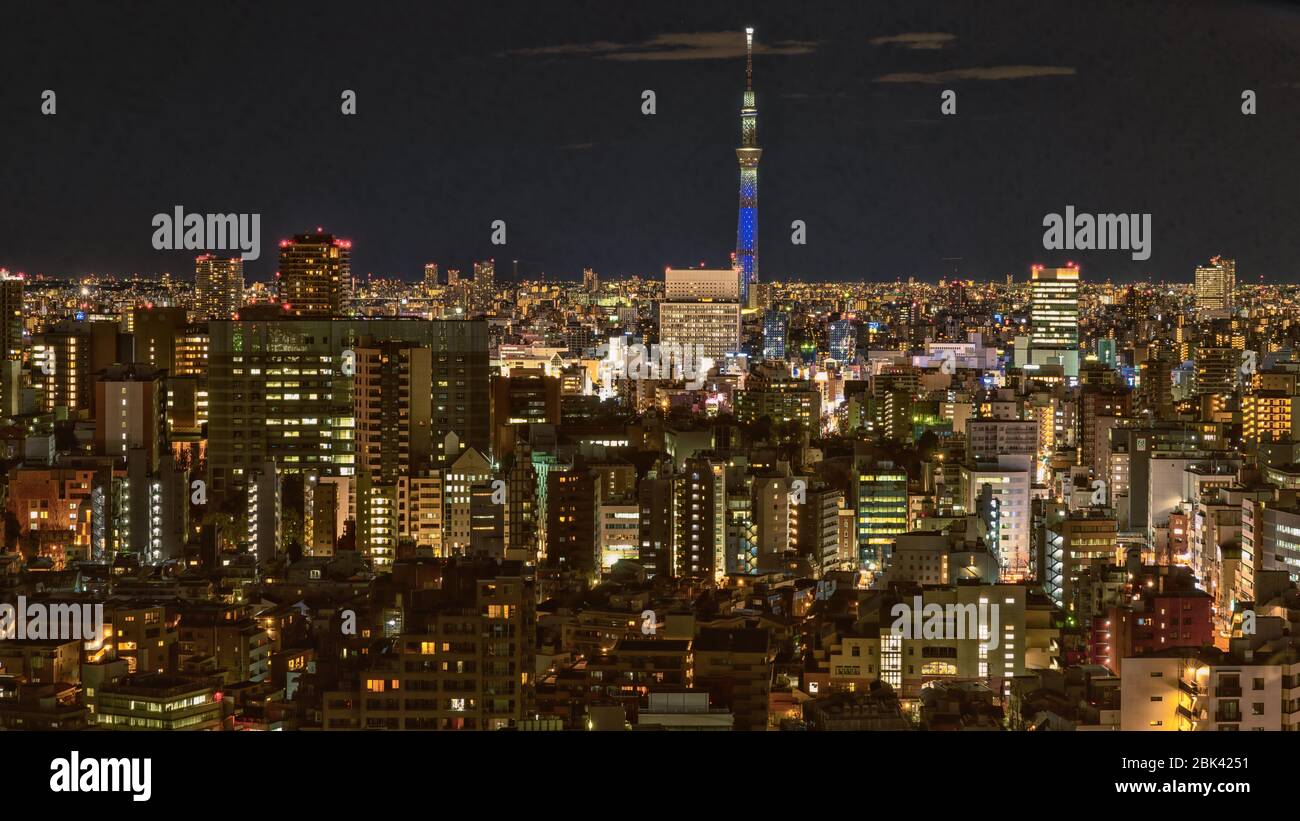 Tokyo di notte dal Municipio di Bunkyo, Giappone Foto Stock