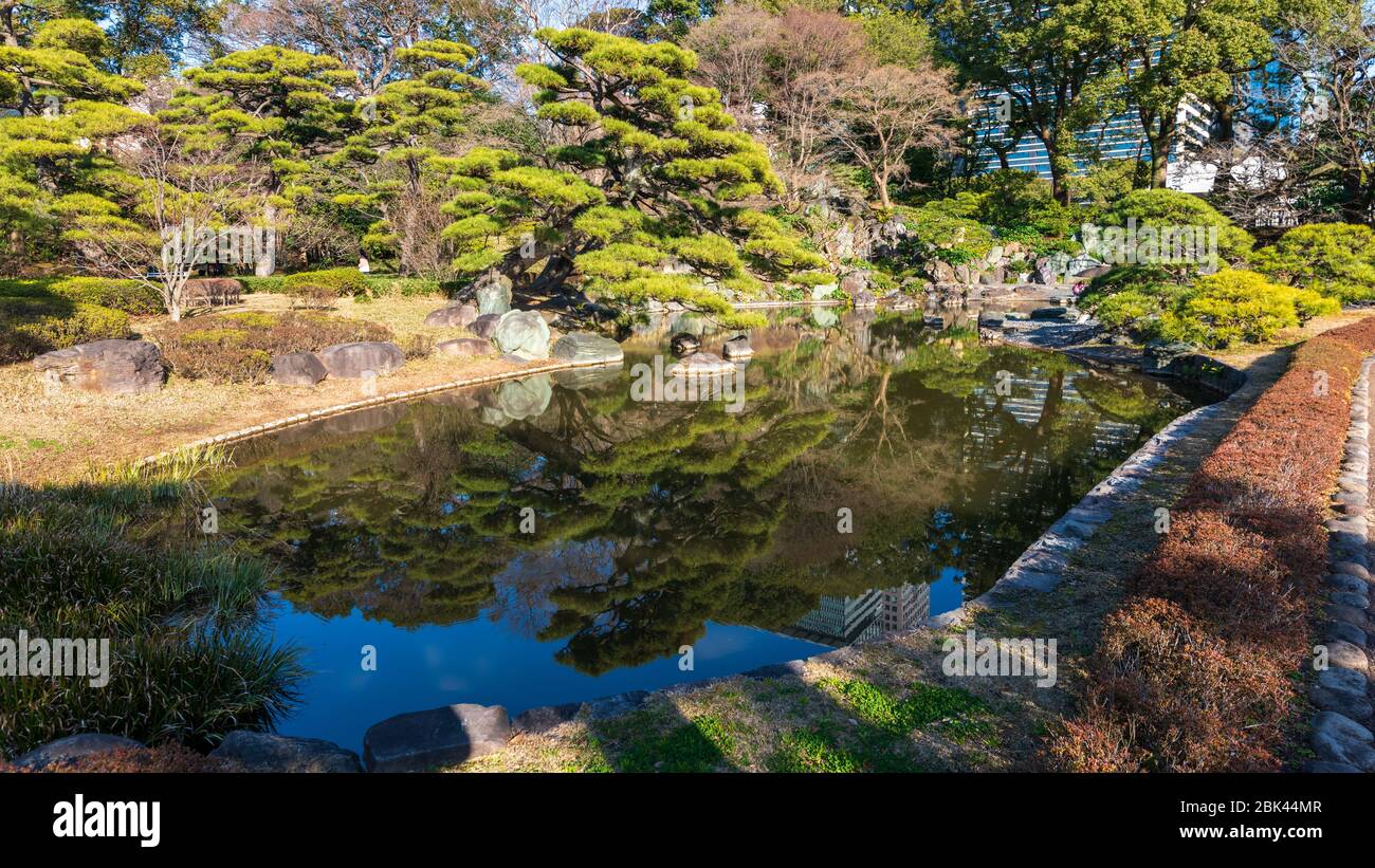 Giardini del Palazzo Imperiale a febbraio, Tokyo, Giappone Foto Stock