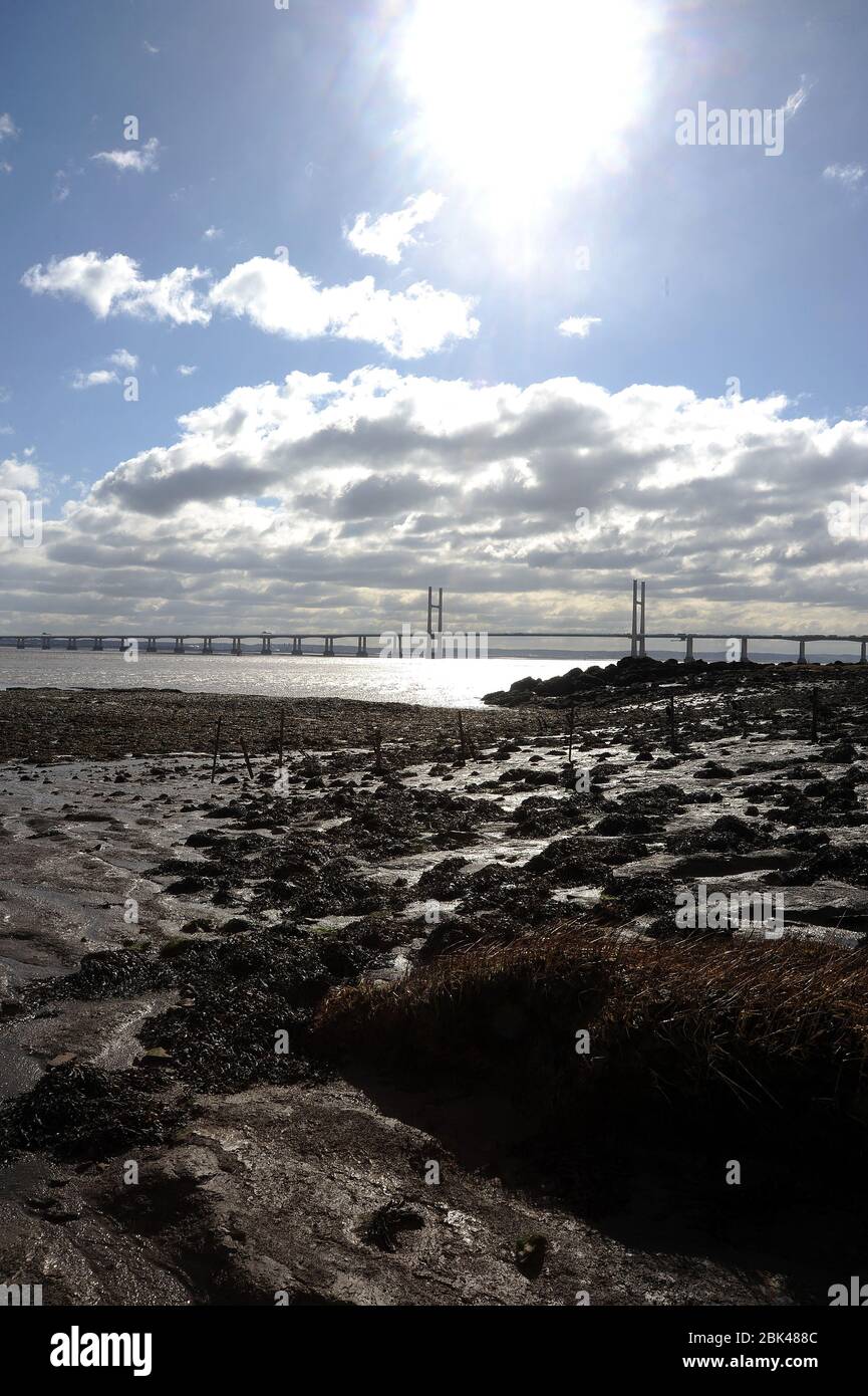 Second Severn Crossing visto da Blackrock, Portskewett. Foto Stock