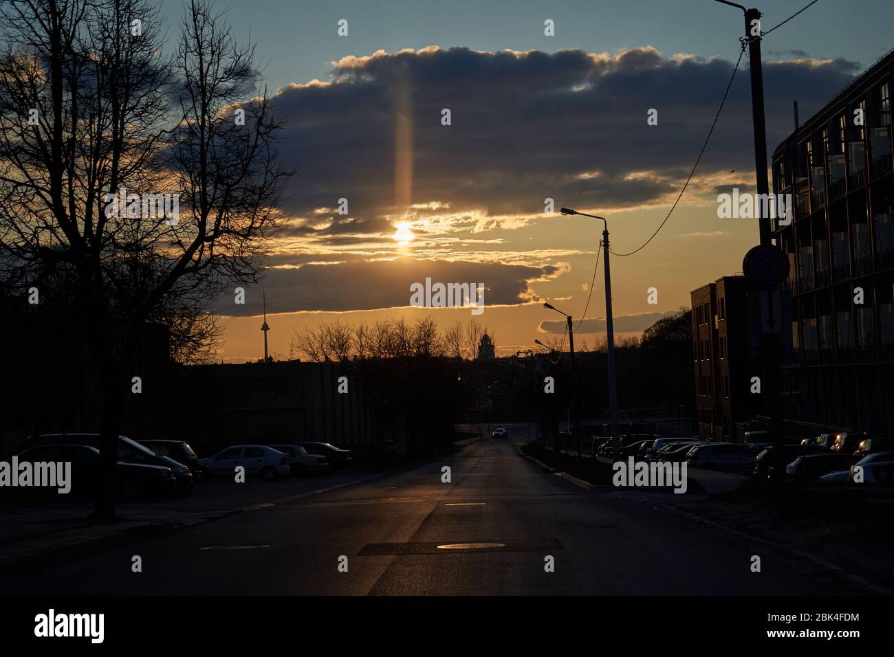 Tramonto nel cielo in primavera Foto Stock