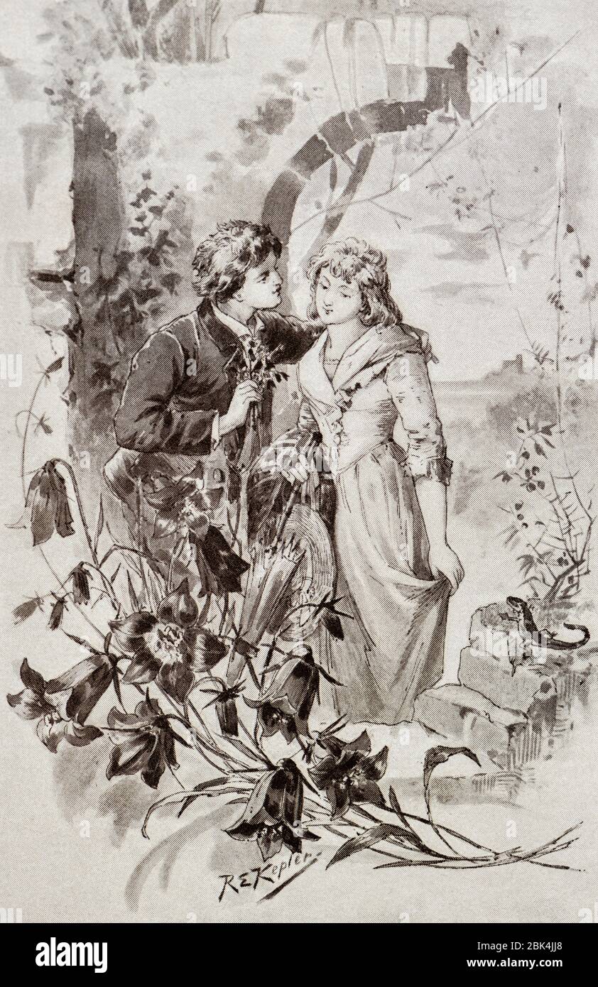 Glockenblume', Unter dem Abendstern, Poesie di Karl Gerok (1815-1890) XIV edizione, Stoccarda circa 1895 Foto Stock